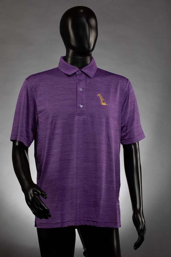1021 Dahila Purple Polo With Gold Ball Logo 2 Men's Dry Swing Heather Self Collar Jersey Shirt
