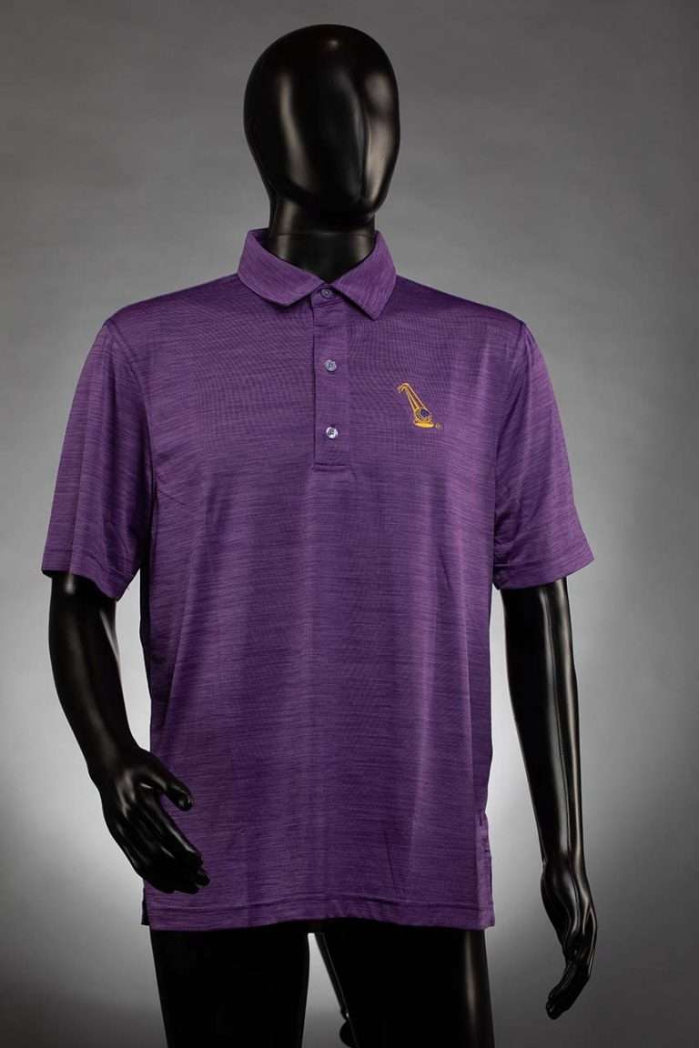 1021 Dahila Purple Polo With Gold Ball Logo 2 Men's Dry Swing Heather Self Collar Jersey Shirt