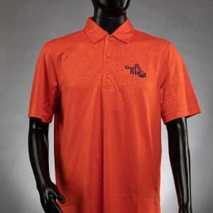1217 Spice Polo With Navy Full Logo 2 Men's Hallow Emboss Texture Golf Polo Shirt