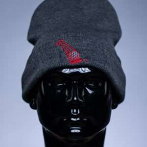 Beanies Gray With Red Logo Scaled Beanie