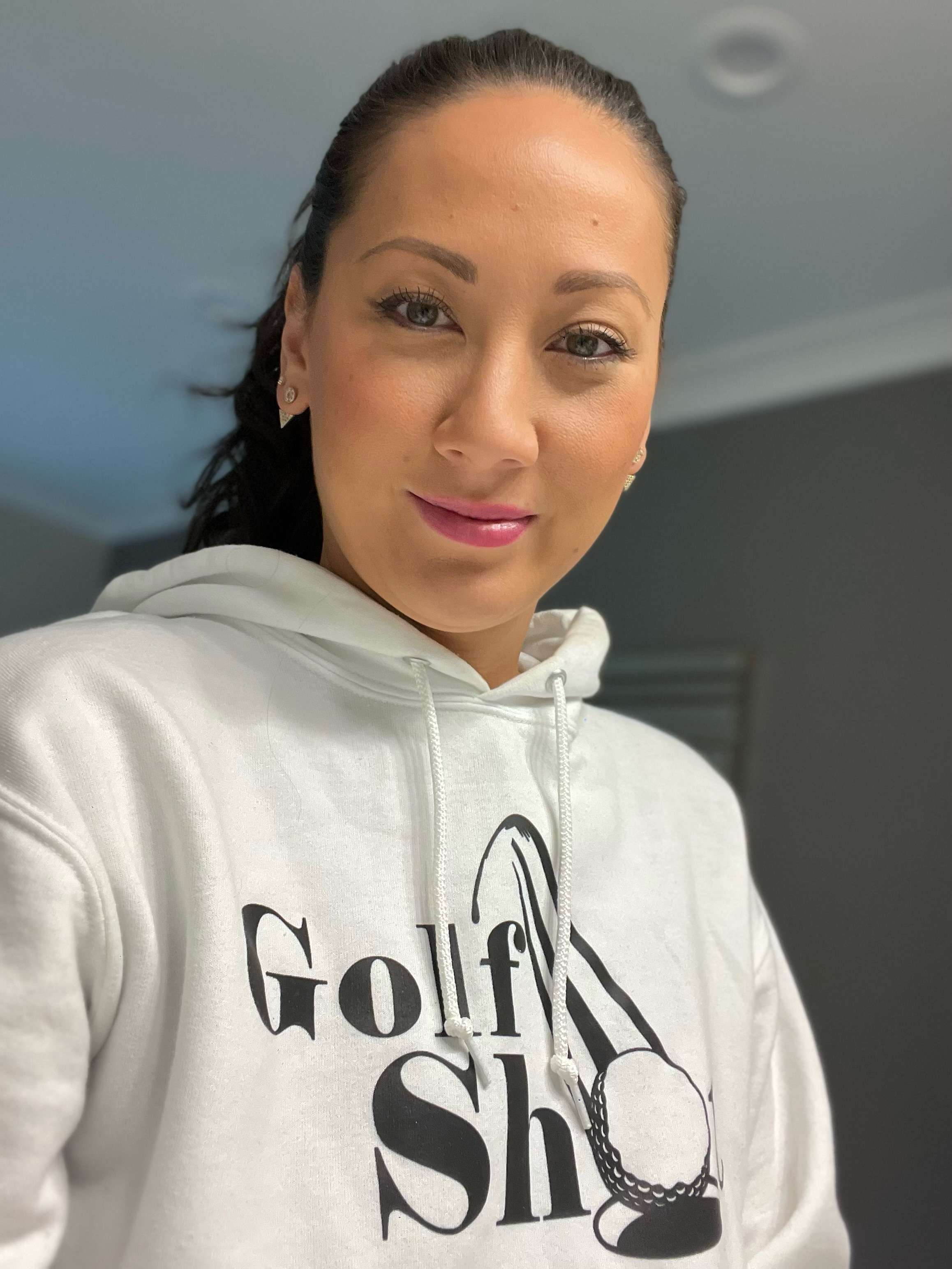 Golf Shot Apparel 2 Woman In White Performance Golf Hoodies Golf Shot Gallery